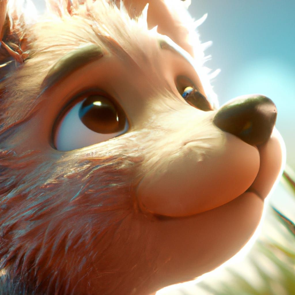 Adorable Puppy Portrait in 3D Rendered Style
