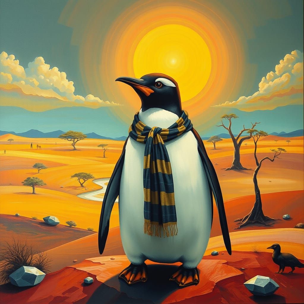 Surreal Penguin Soaks Up African Sun in Melting Landscape