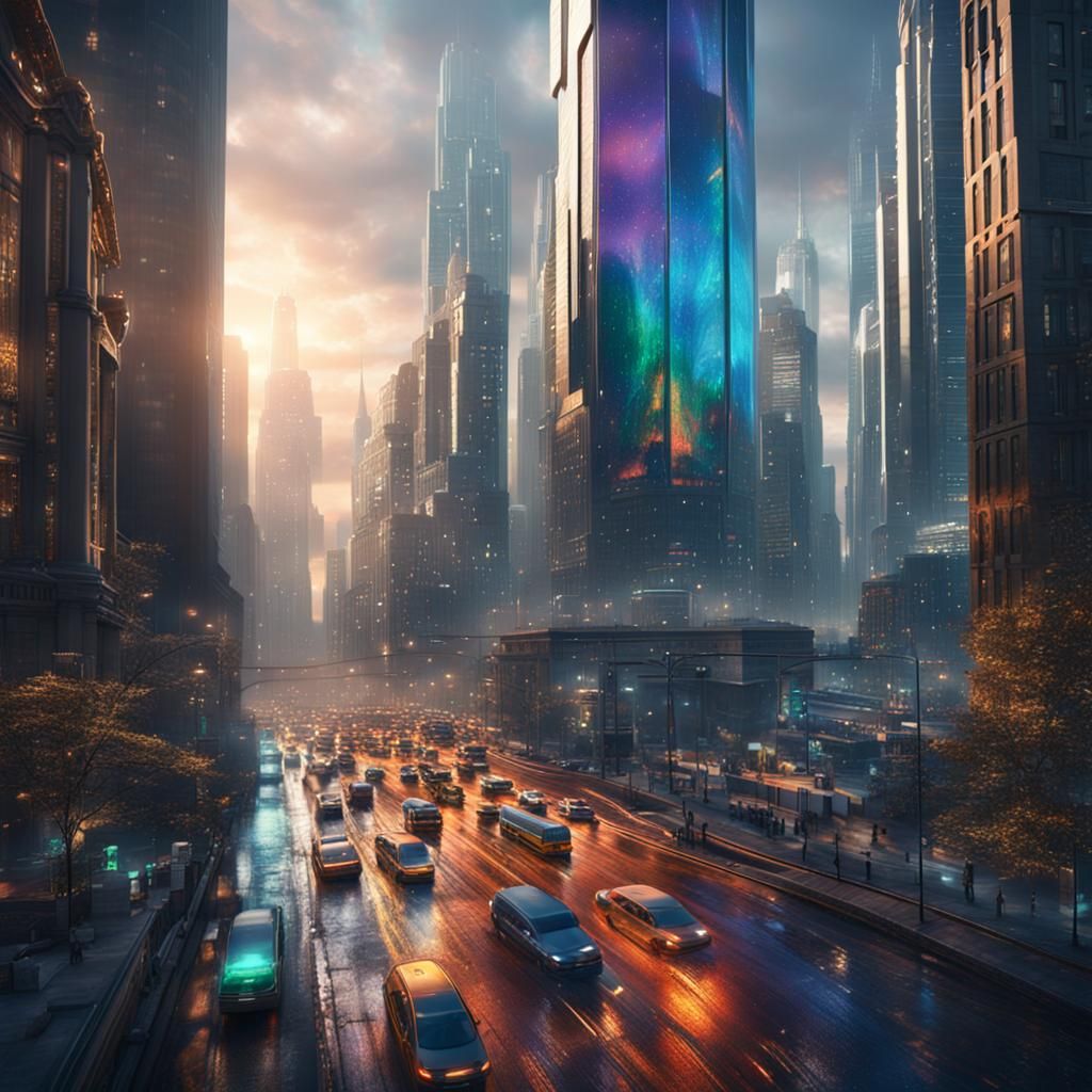Spectre Glass Cityscape: Detailed Matte Painting