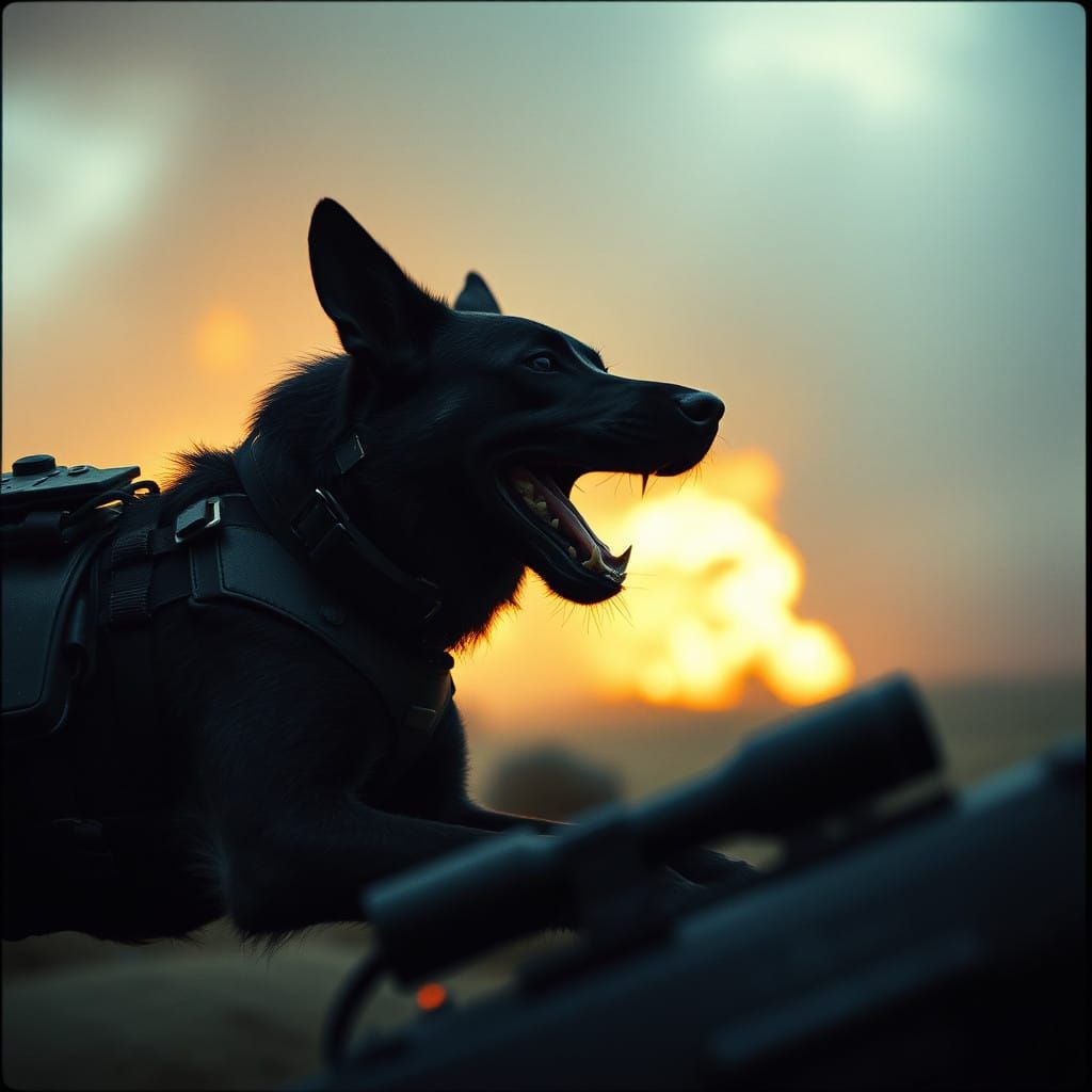 Dramatic War Dogs in Cinematic Film Still