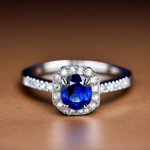 Sapphire and Diamond Ring in White Gold