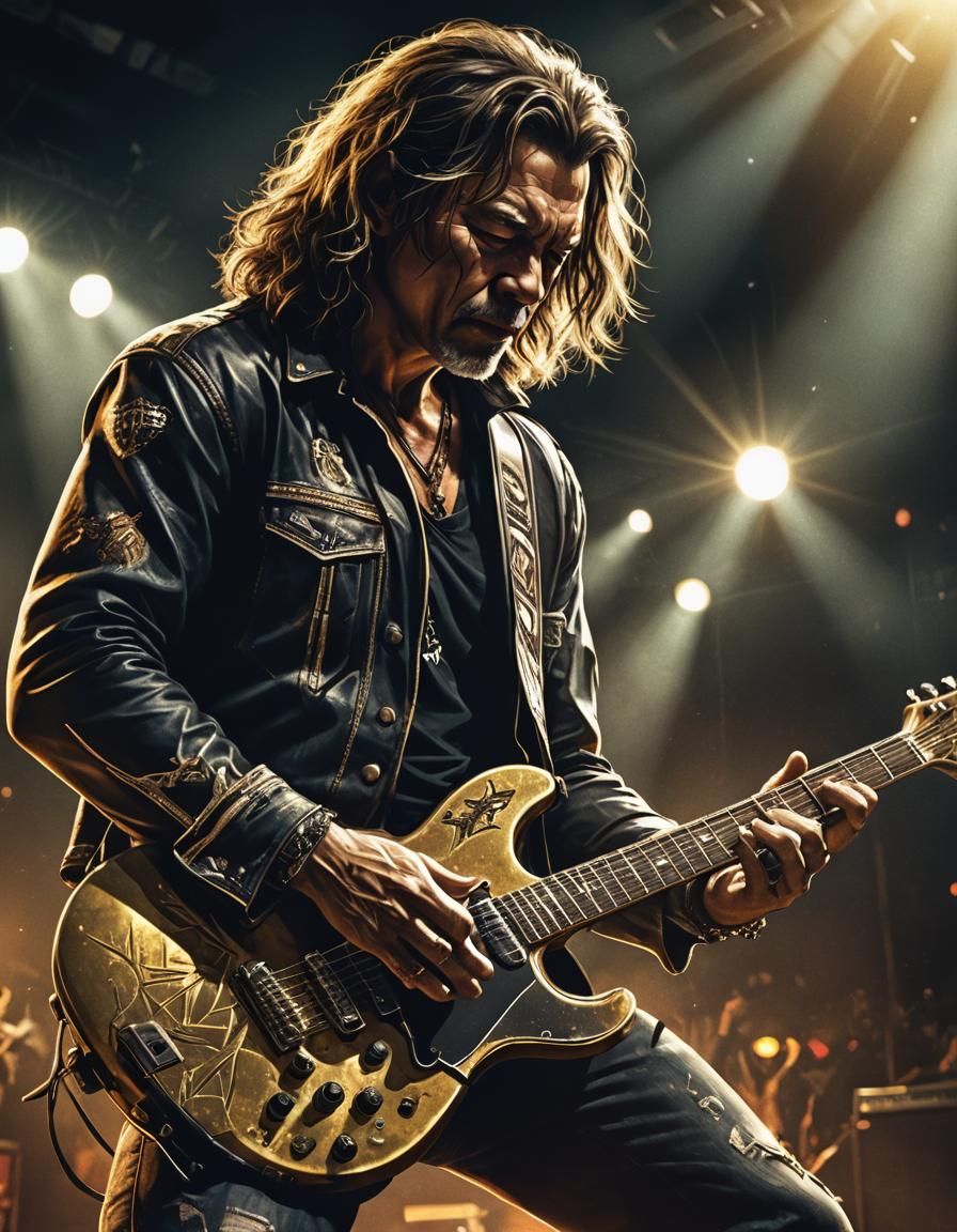 Guitarist Shreds Tapping Solo Under Stage Lights