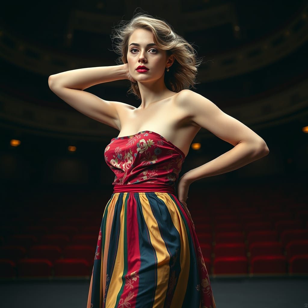 Dramatic Portrait of Model in Polychromatic Style