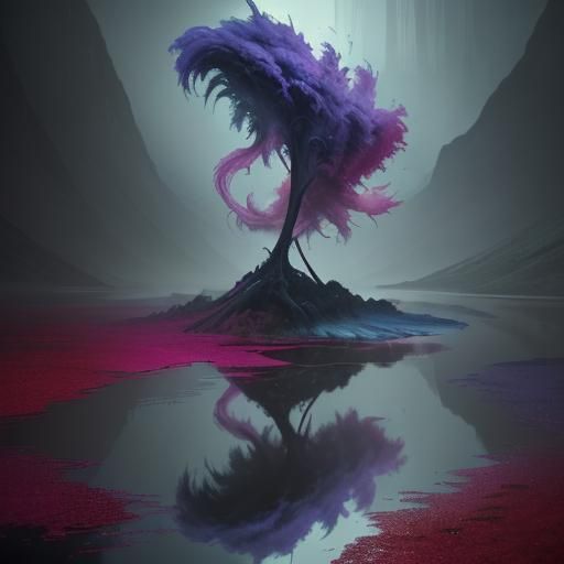 Surreal Poppies Reflected in Closed Mirror