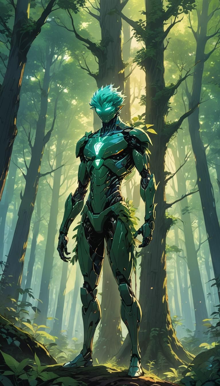 Anime Tree Hybrid in Forest Clearing