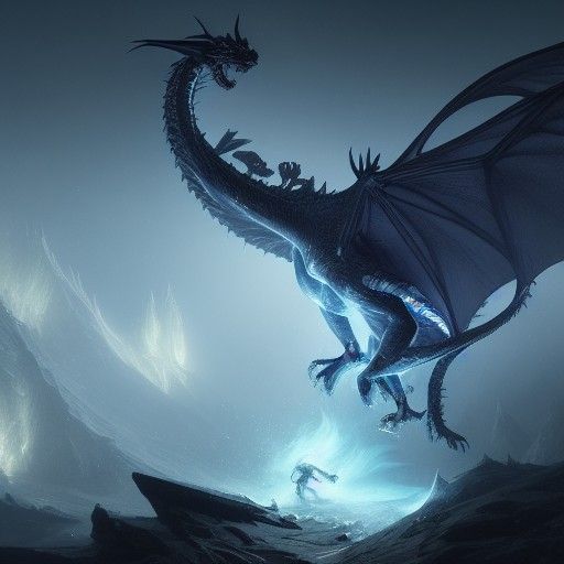 Majestic Ice Dragon in Dark Fantasy Style