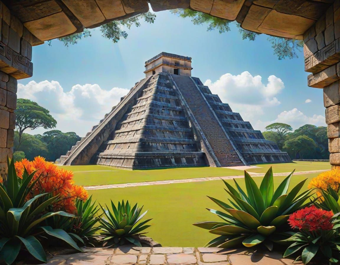 Epic Savannah Landscape with Phantasmagorical Plants in Dark...
