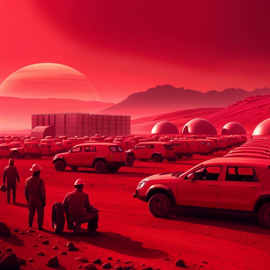 Martian Car Factory Labor Camp in Biosphere