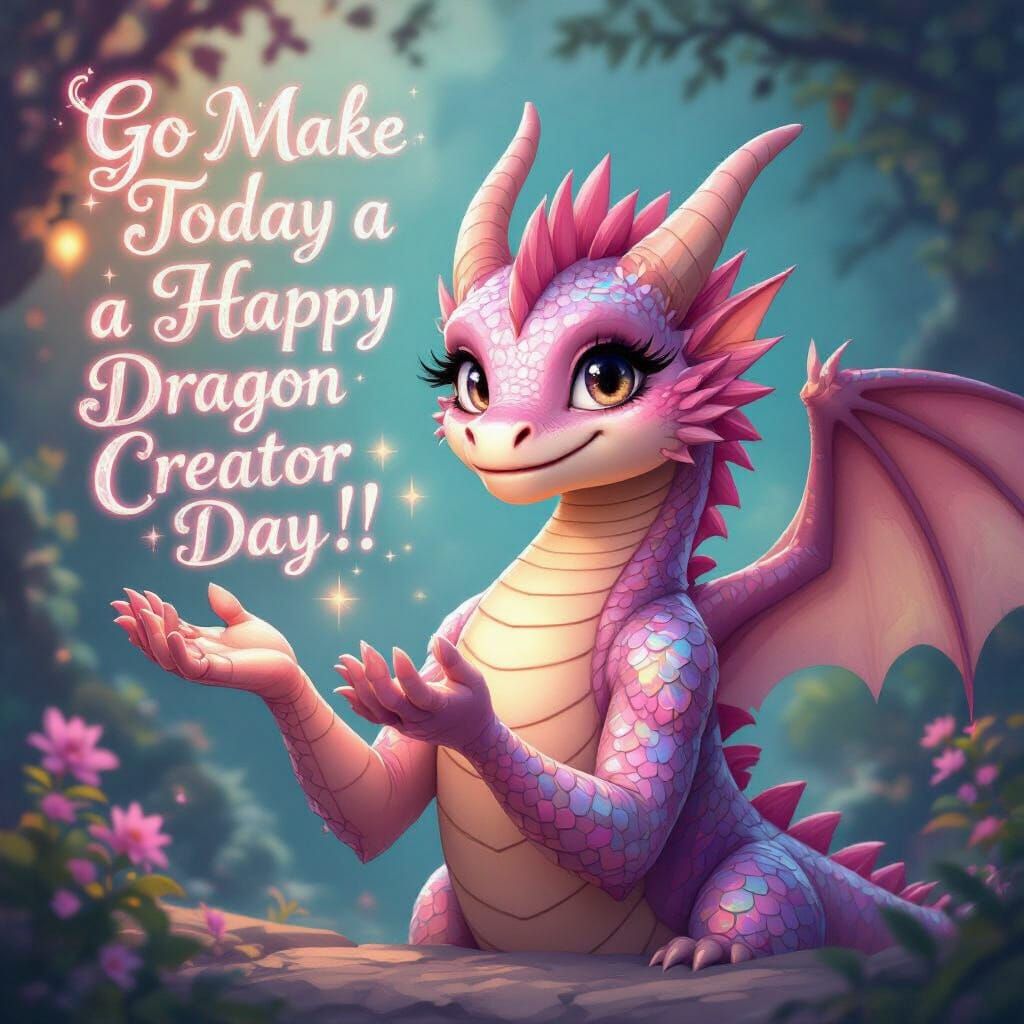 Friendly Pink Dragon Ready to Give a Hug