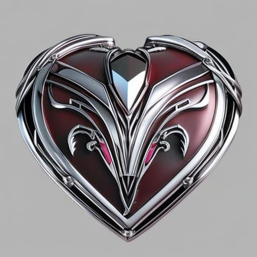 Cyborg Heart Fantasy Art with Ruby Jewelry