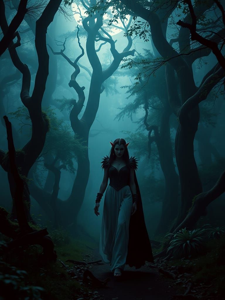 Ethereal Night Elf Maiden Embarks on Moonlit Quest