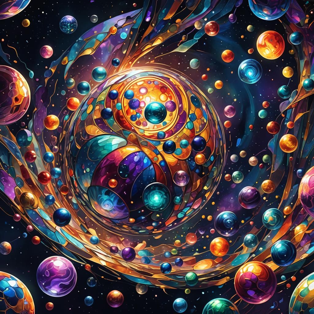 Stained Glass Planet in Cosmic Dreamscape