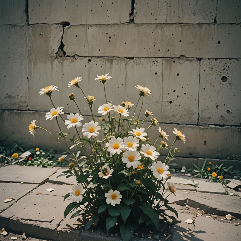Flowers Bloom in Post-War City: Cinematic Still