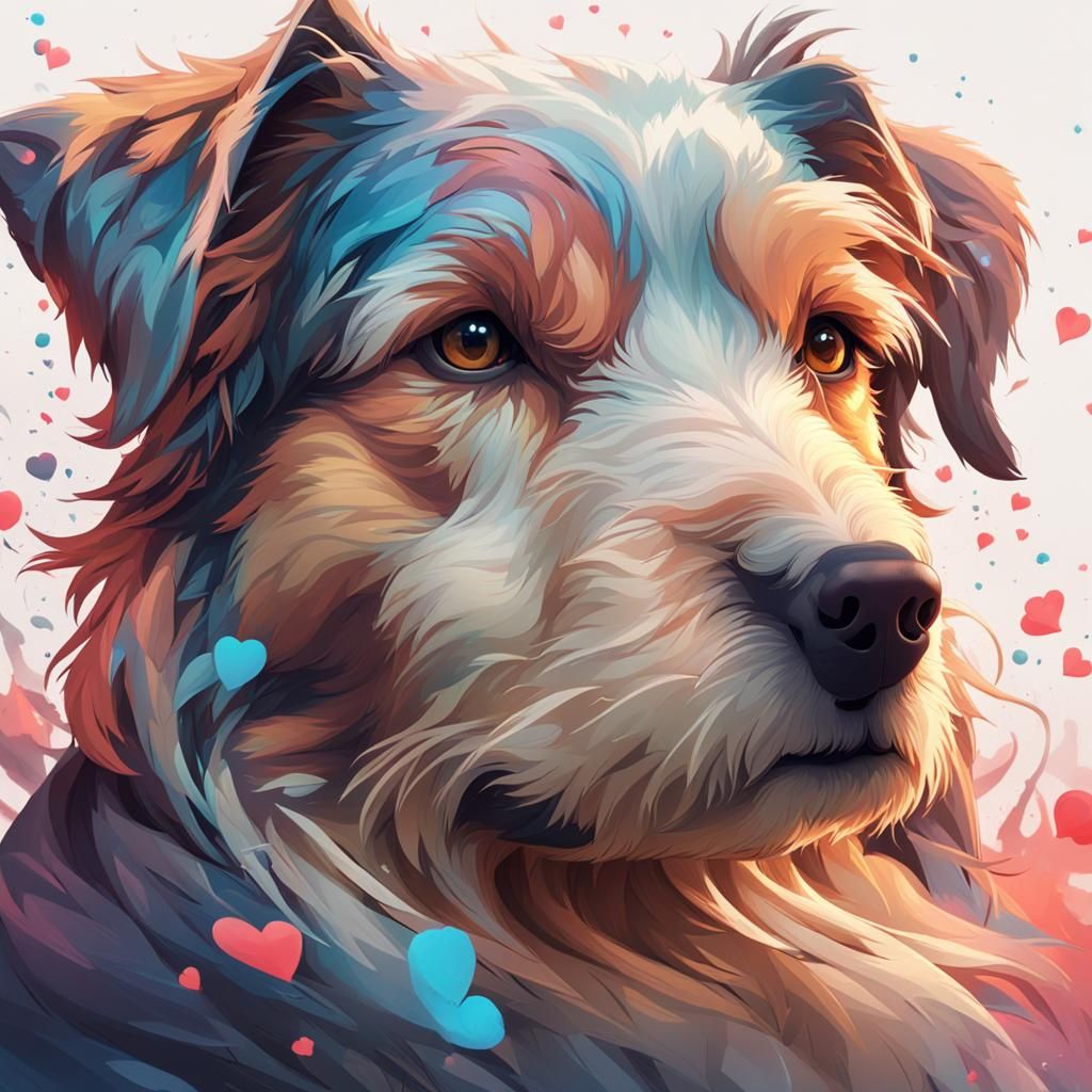 Dog in Love: Hyperdetailed Portrait