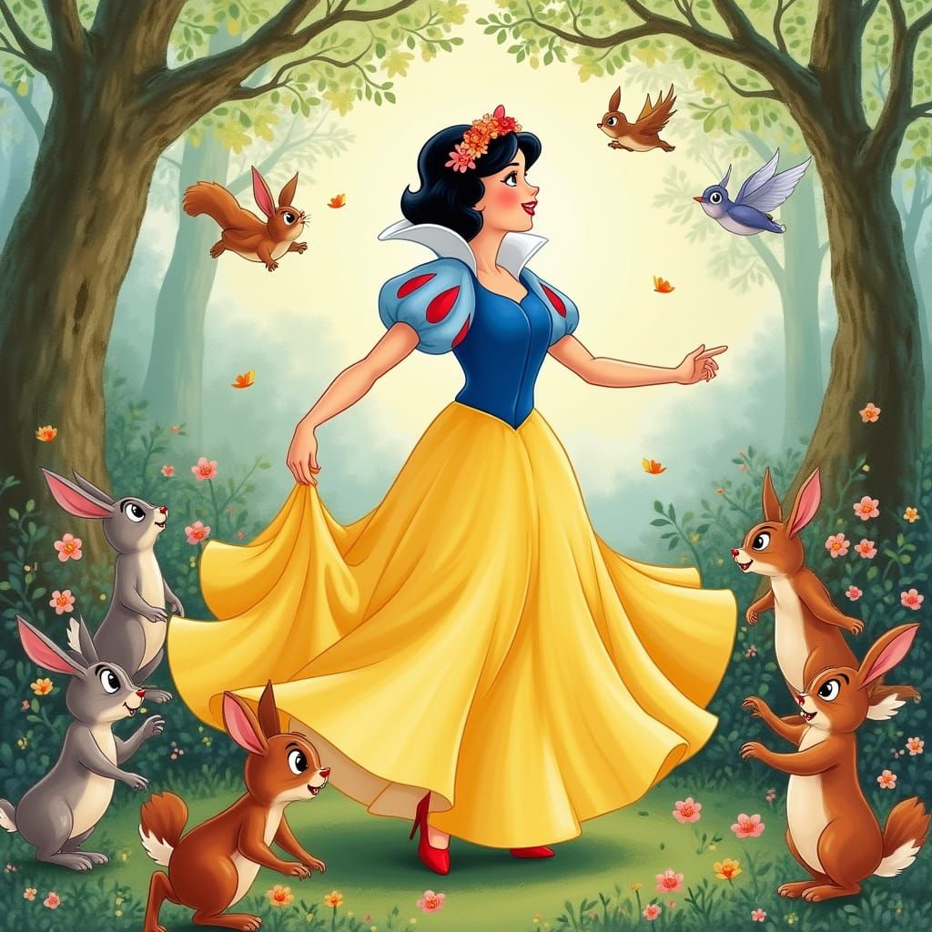 Springtime Serenade in Whimsical Disney Style