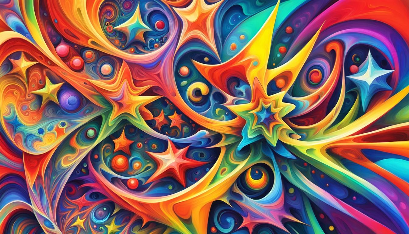 Psychedelic Jelly Stars in Rainbow Fractal Maelstrom
