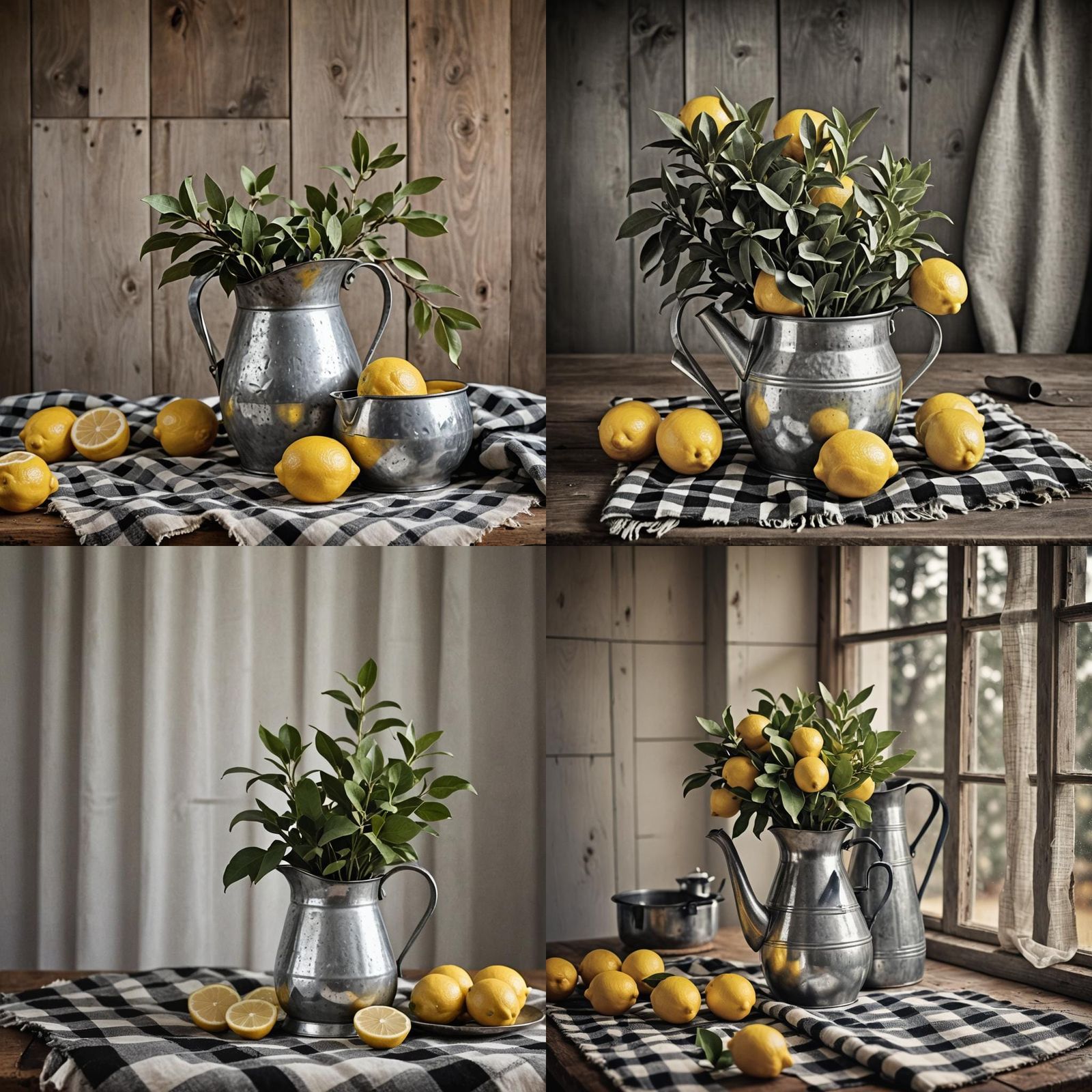 Farmhouse Still Life with Lemons and Buffalo Plaid