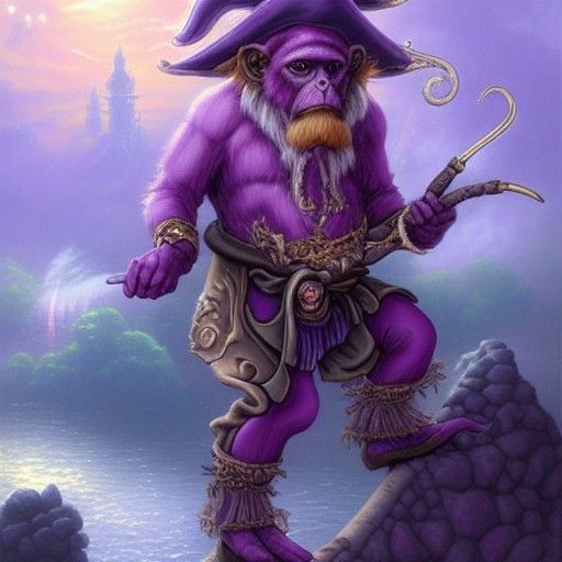 Purple Monkey Pirate in Ethereal Fantasy Style