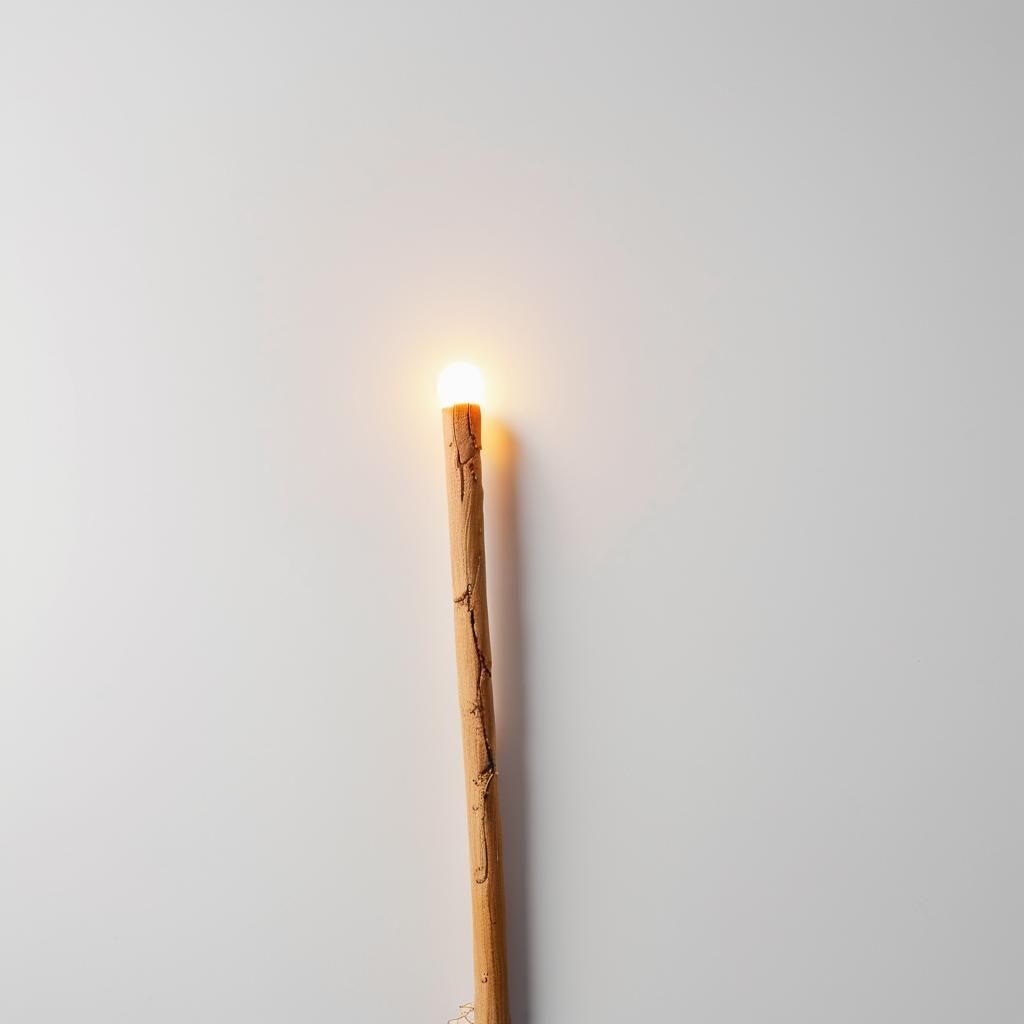 Minimalist Wooden Stick on White Background