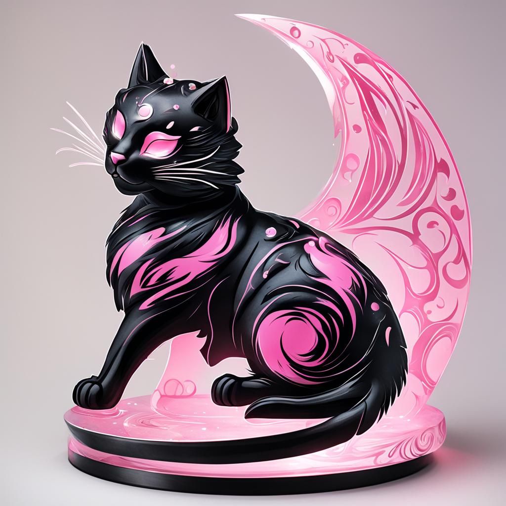 Celestial Fire Cat in Pink and Black