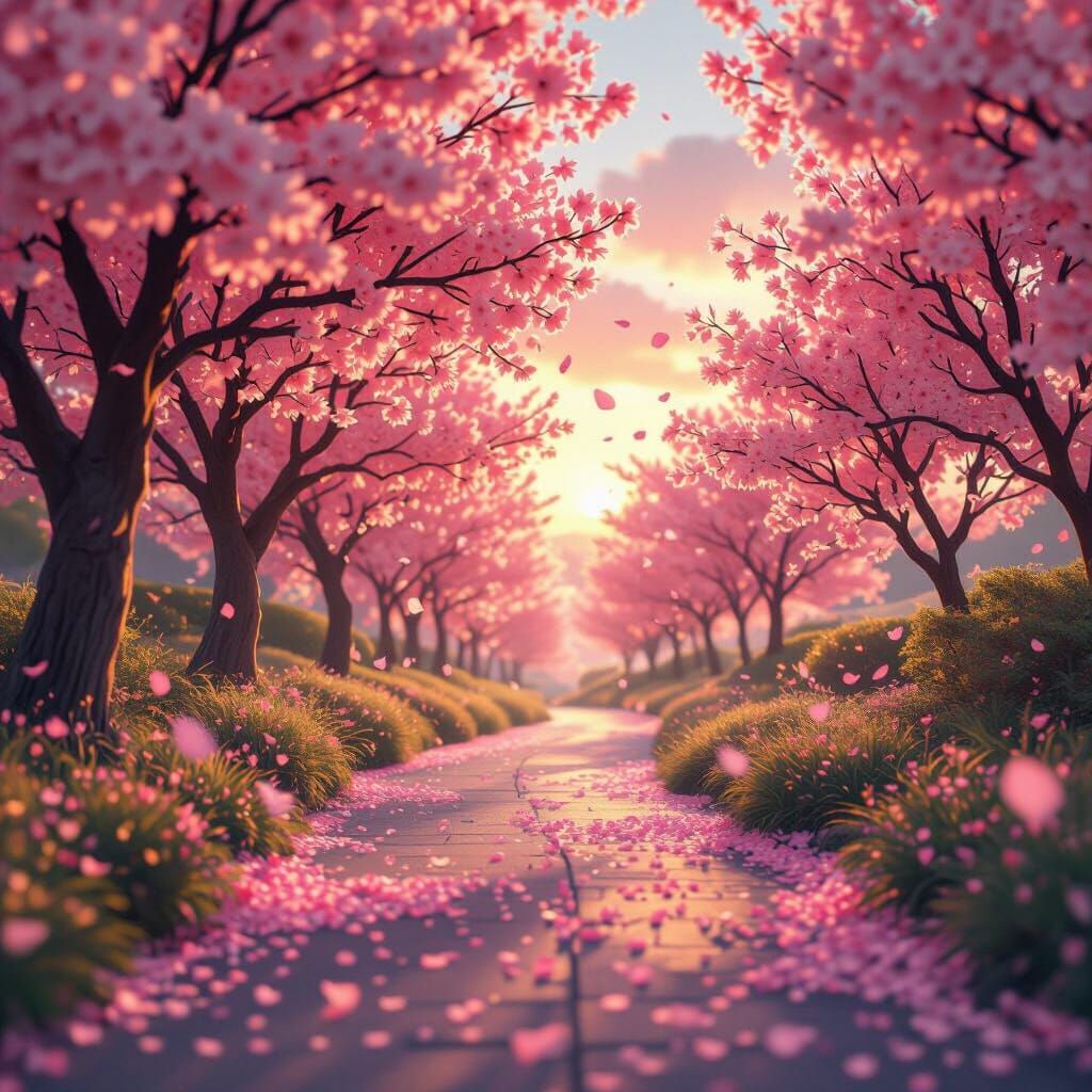 Serene Sakura Grove in Anime Style