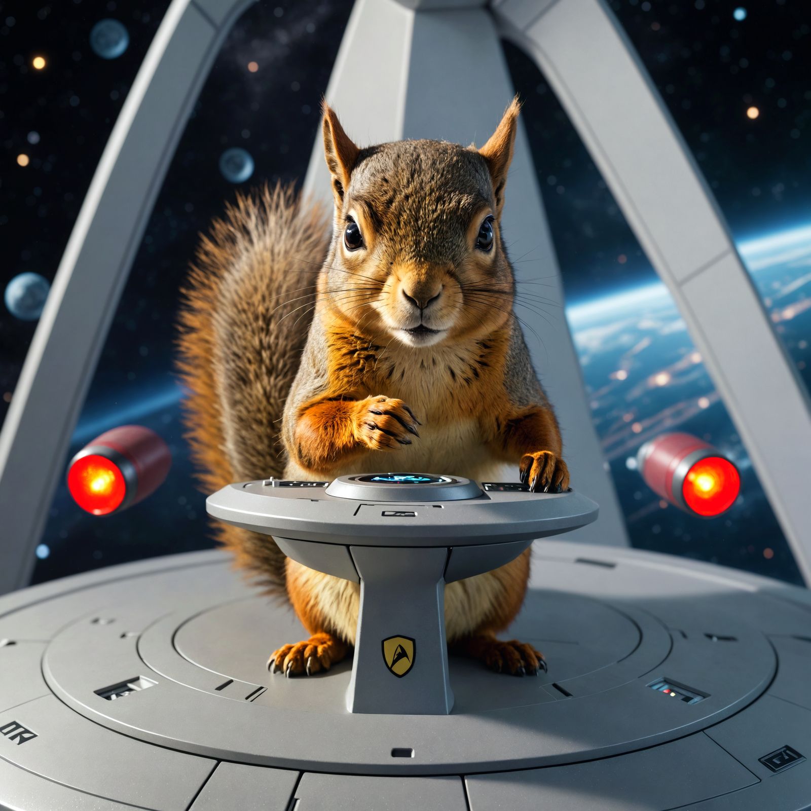 Squirrel Captain on Star Trek Spaceship