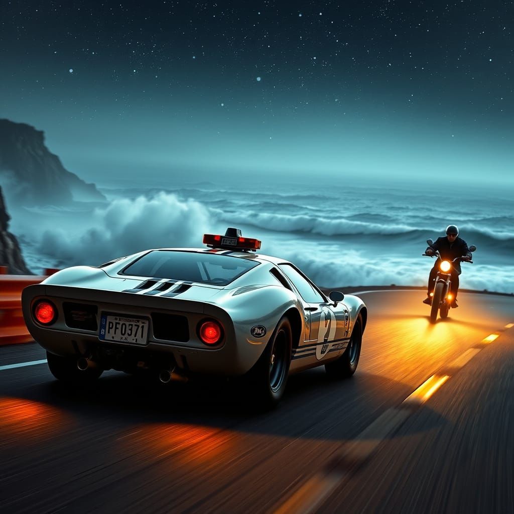Ford GT40 Police Car Chase on Coastal Highway