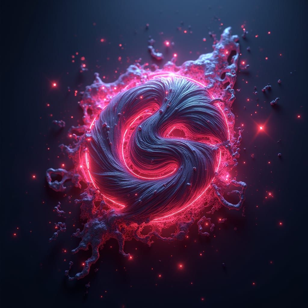 Futuristic Abstract Logo with Glowing Neon Threads