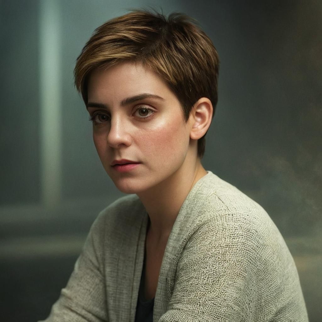 Photorealistic Portrait in Dimly Lit Room