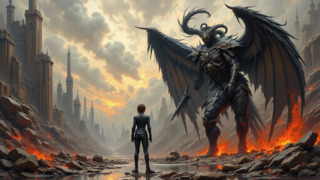 Rutkowski-style Fantasy Art with Mecha Armor