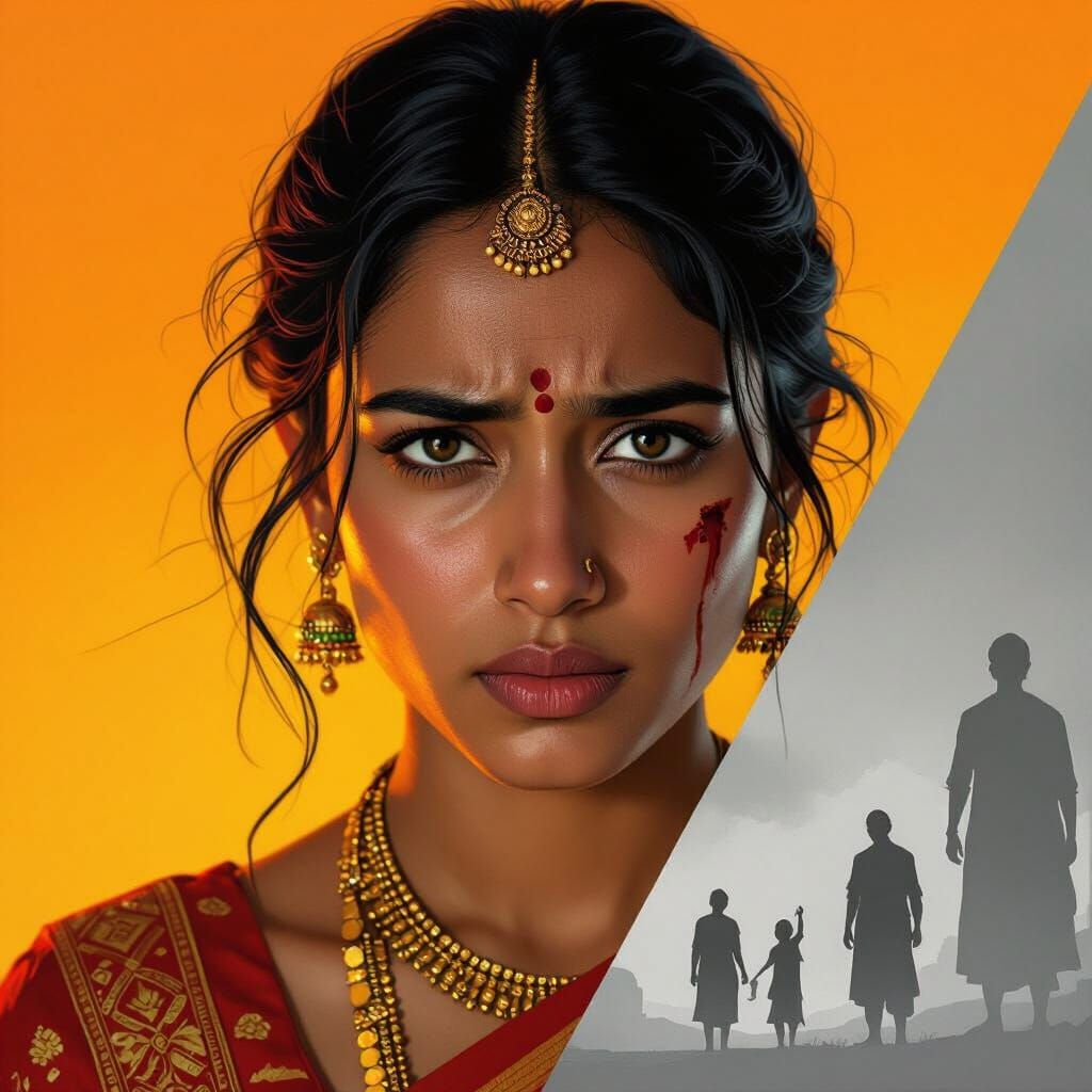 Indian Person Hurt Yet Determined: Cinematic Close-Up