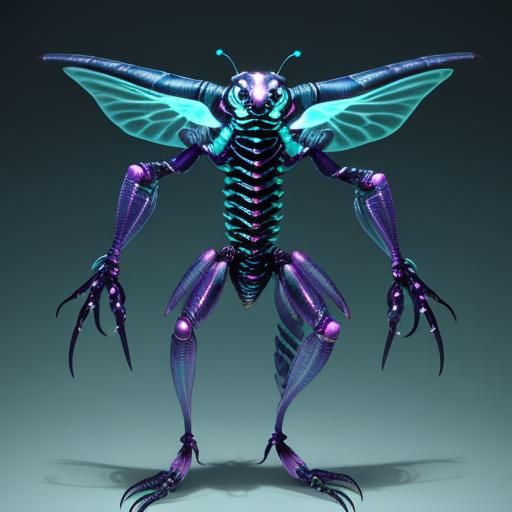 Bioluminescent Alien in a Lush Forest