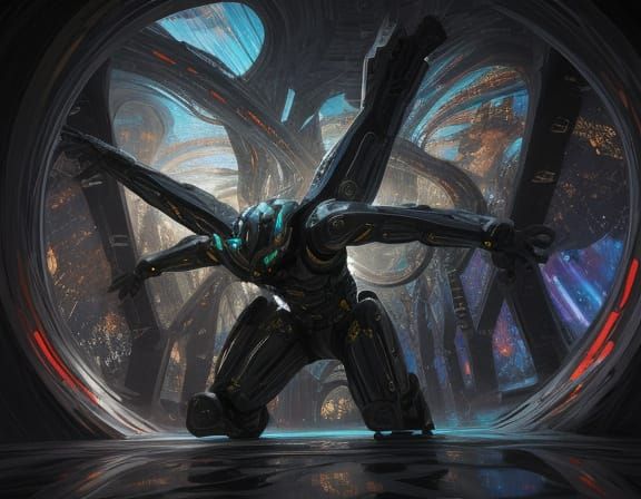 Vibrant Infinite Space Tunnels in Recursive Optical Illusion