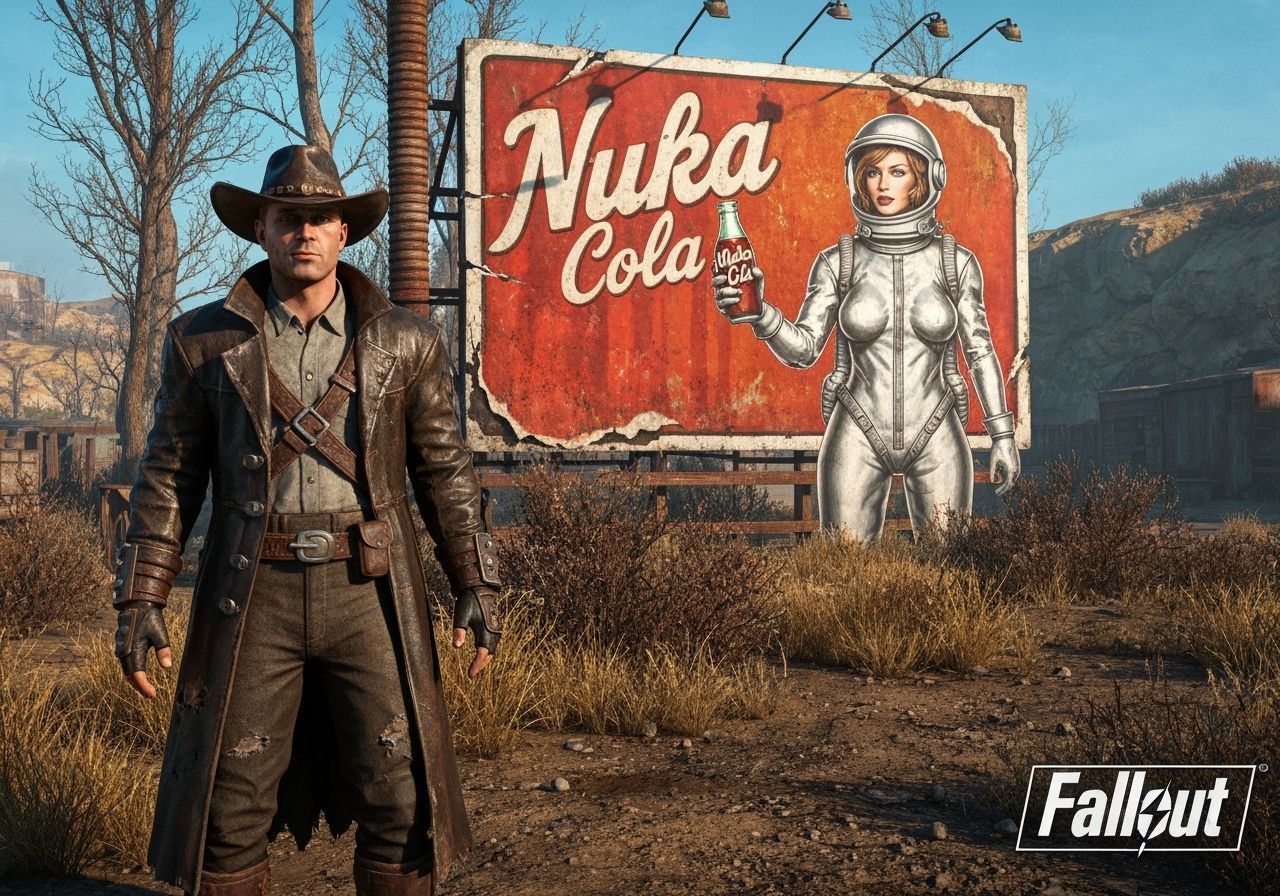Fallout Minuteman Near Nuka Cola Billboard in 3D Game Art