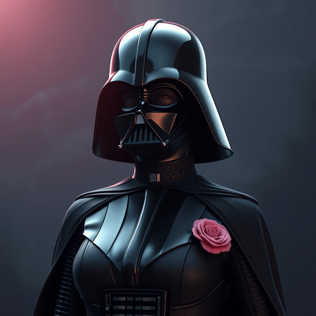 Female Darth Vader in Rose-Accented Armor