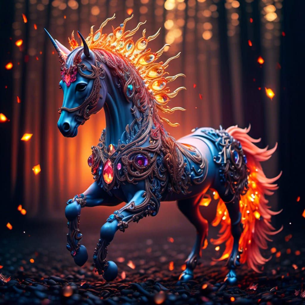 5 FT Bejeweled nightmare steed