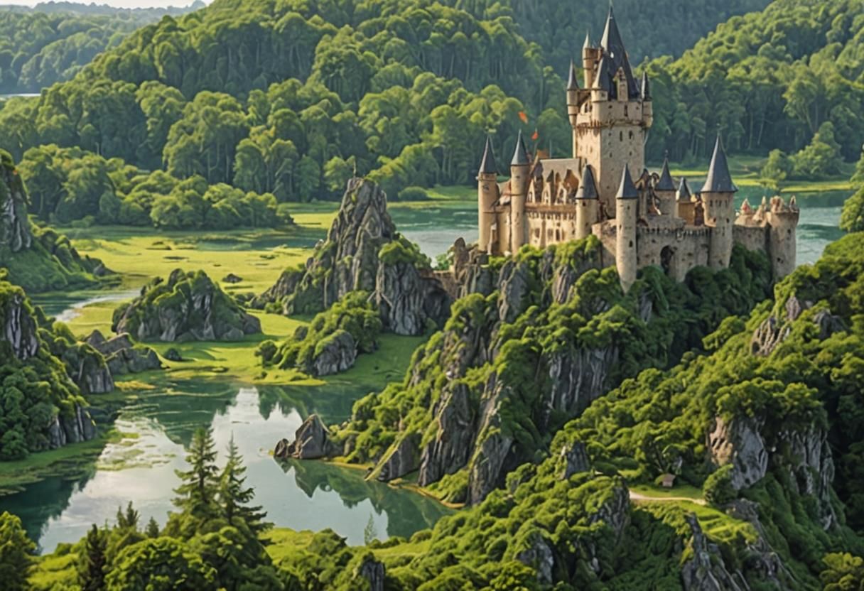 Castle Between Lagoon and Forest