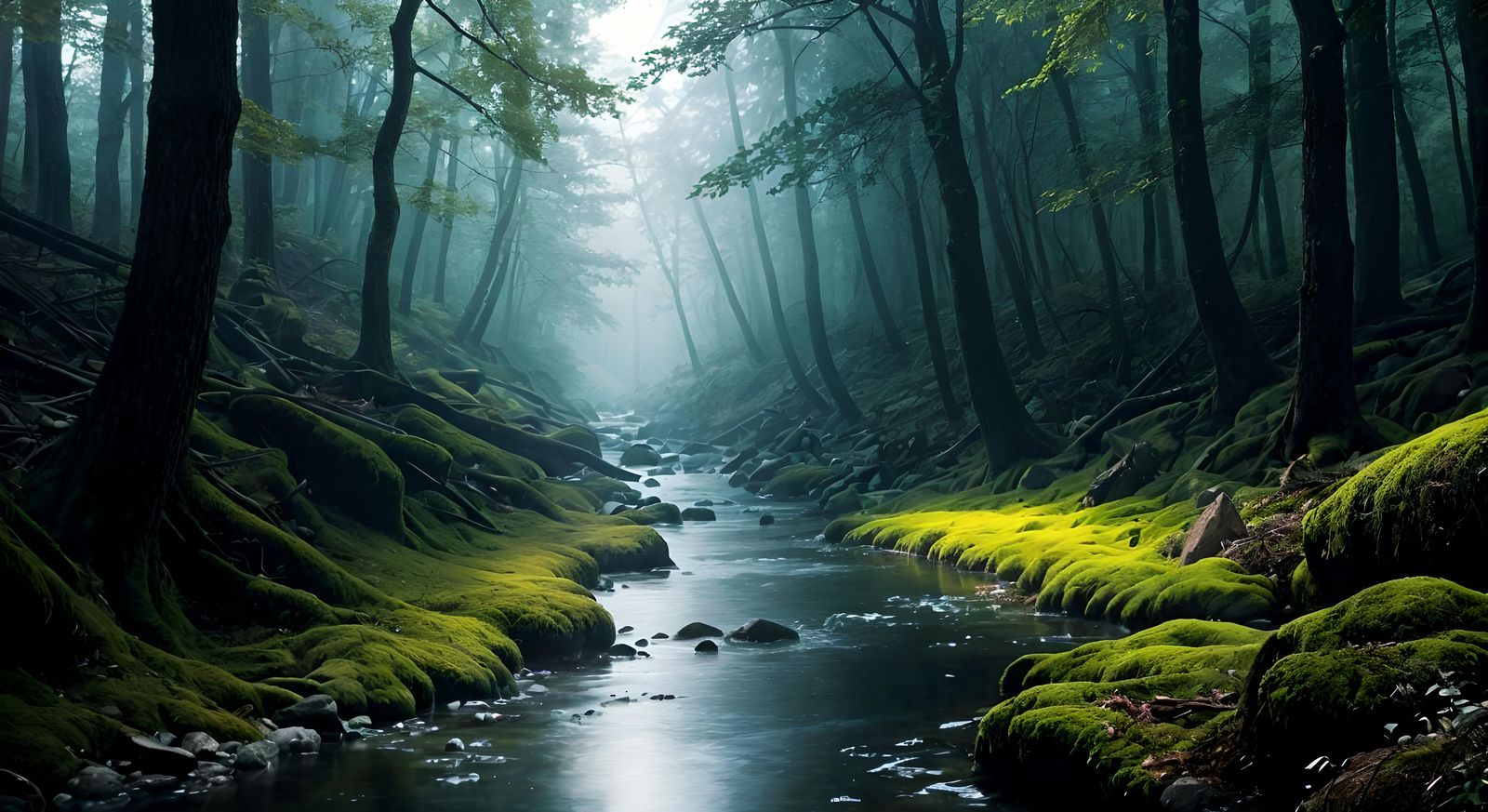 Enchanted Creek in the Woods: Fantasy Matte Painting