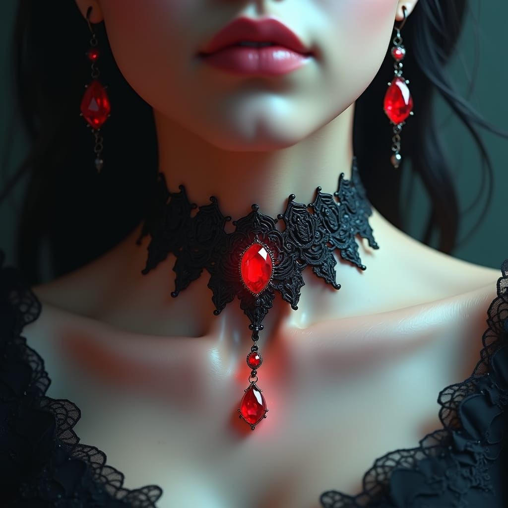 Ethereal Gemstone Choker in Dark Fantasy Style