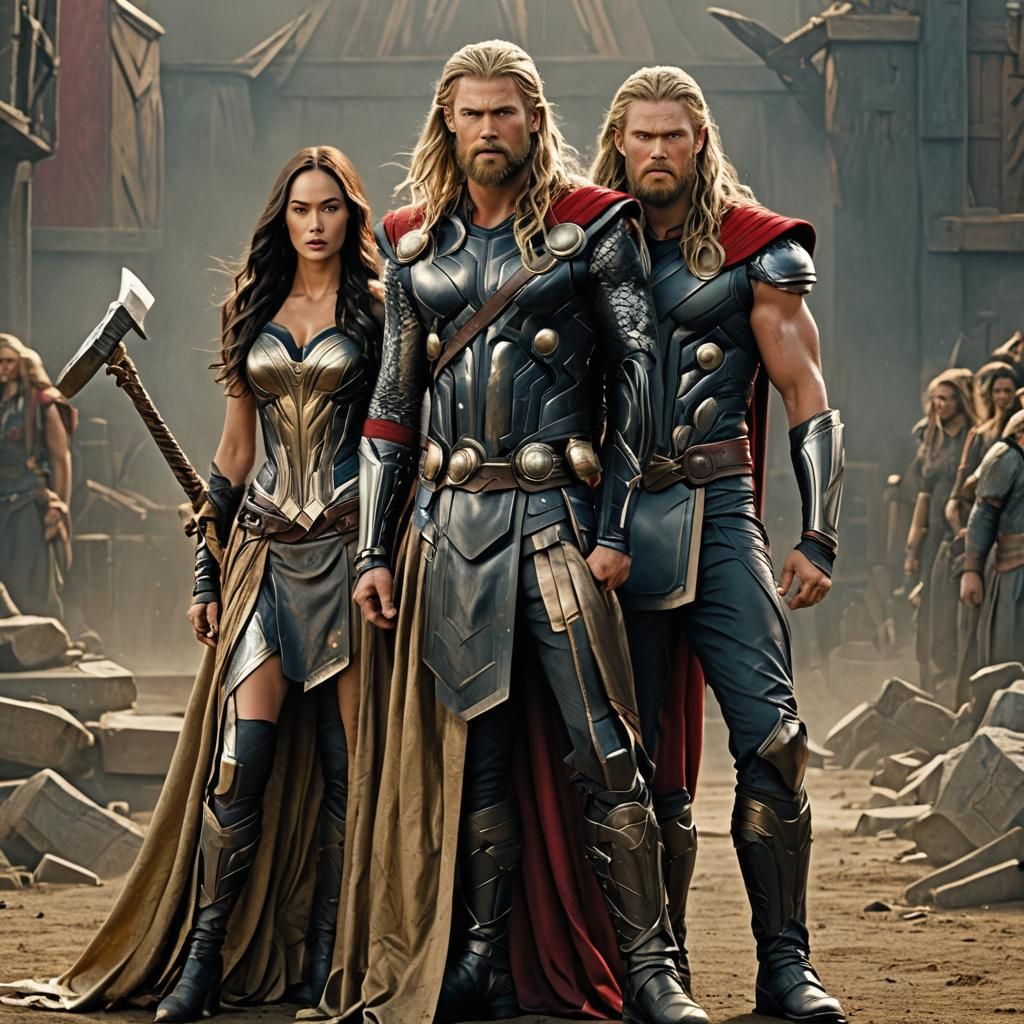 Thor and Megan Fox: A Cinematic Film Still