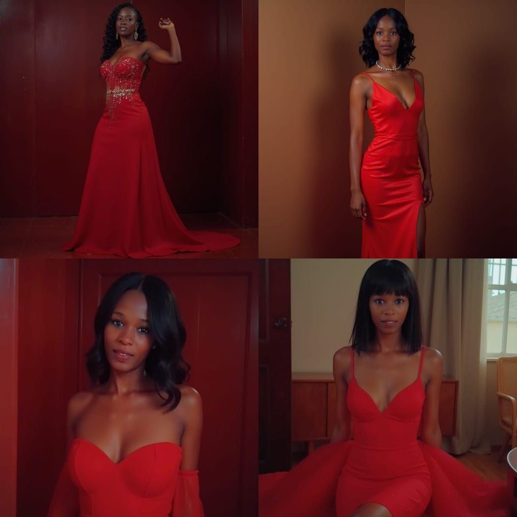 Elegant Woman in Red Dress, Hyperreal 8K Photo