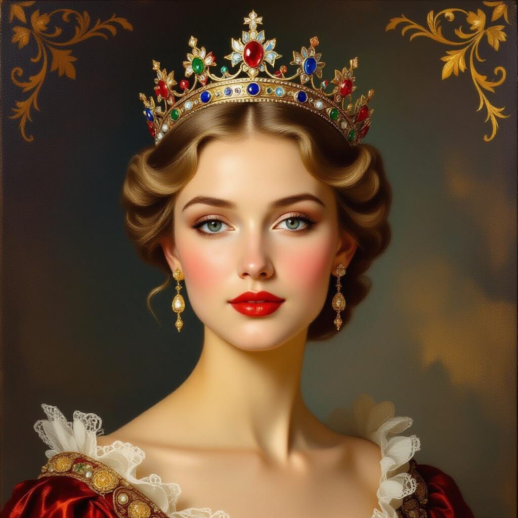 Elegant Oil Painting of a Noble Russian Woman