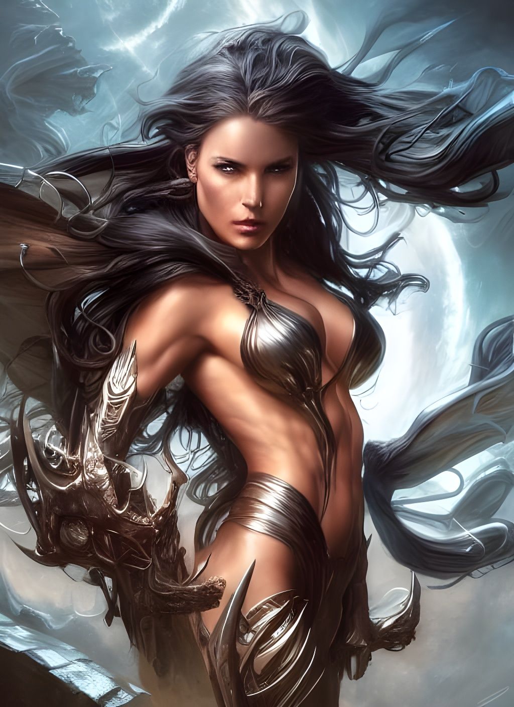 Witchblade Superhero Portrait in Detailed Matte Painting Sty...