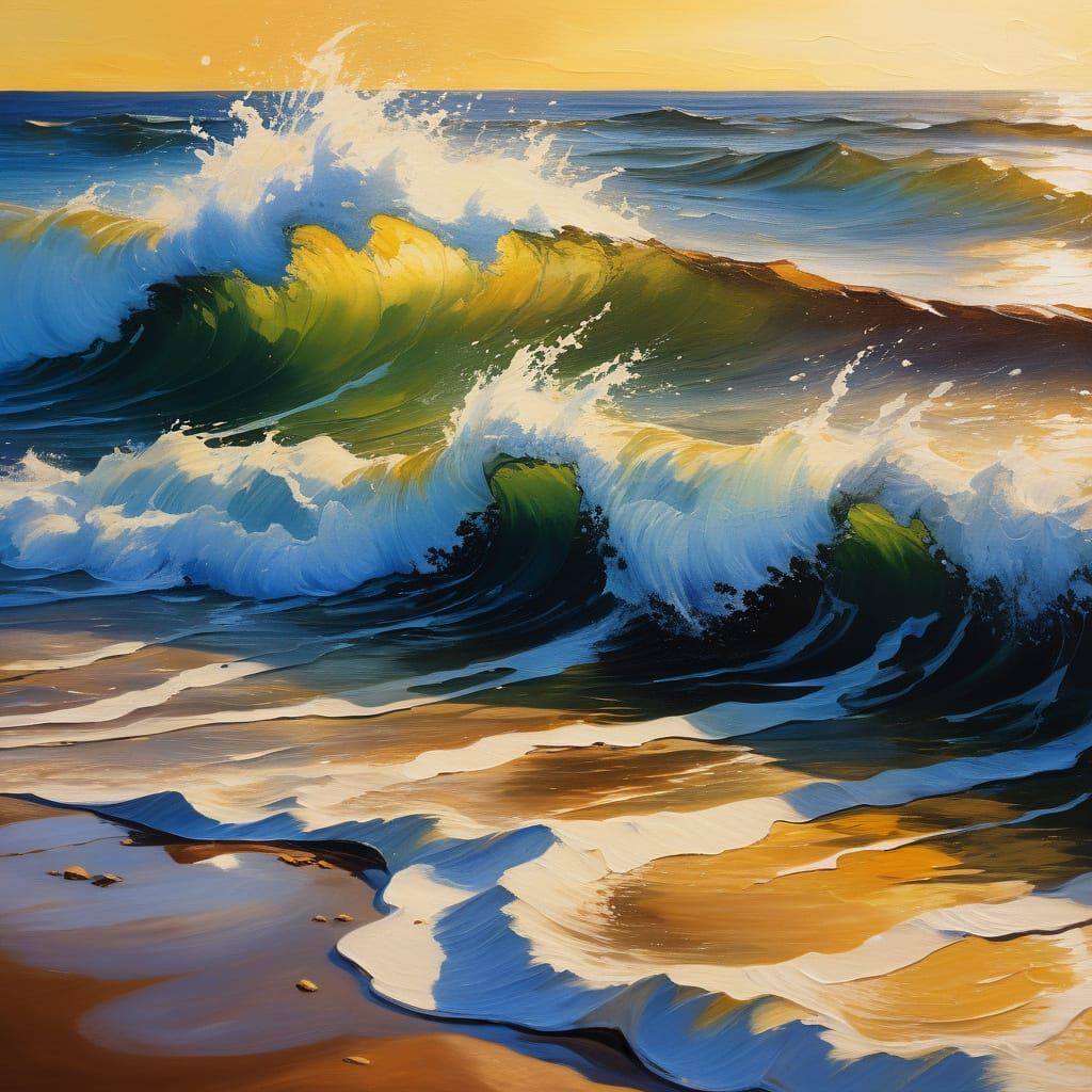 Oil painting of seascape on a thumbnail