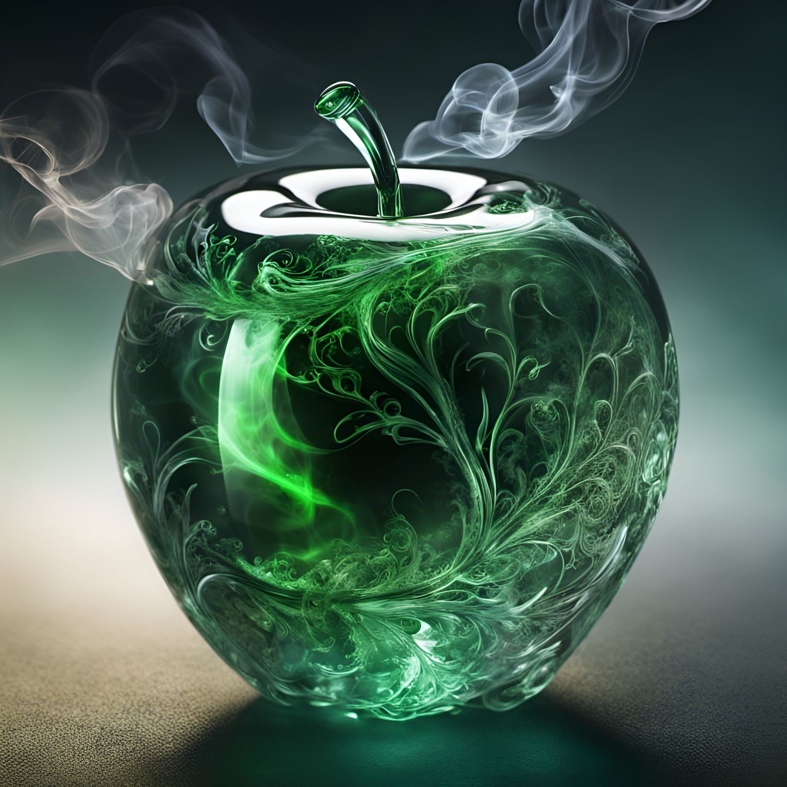 Cosmic Glass Apple with Translucent Glow