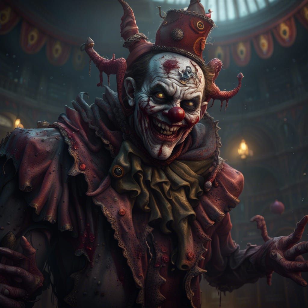 Demon clown to the circus, rotting zombies