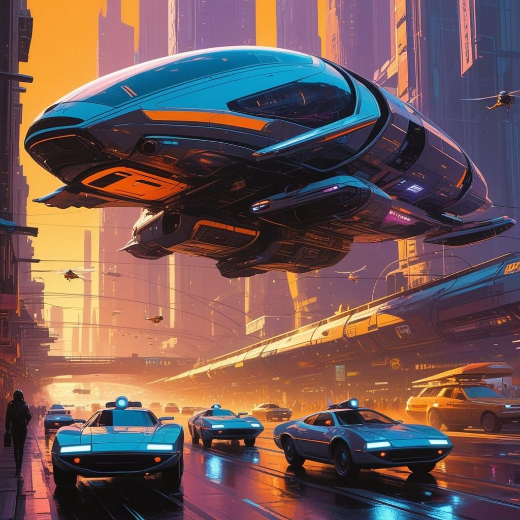 Surreal Futuristic Cityscape Unfolds in Vibrant Crystal and....