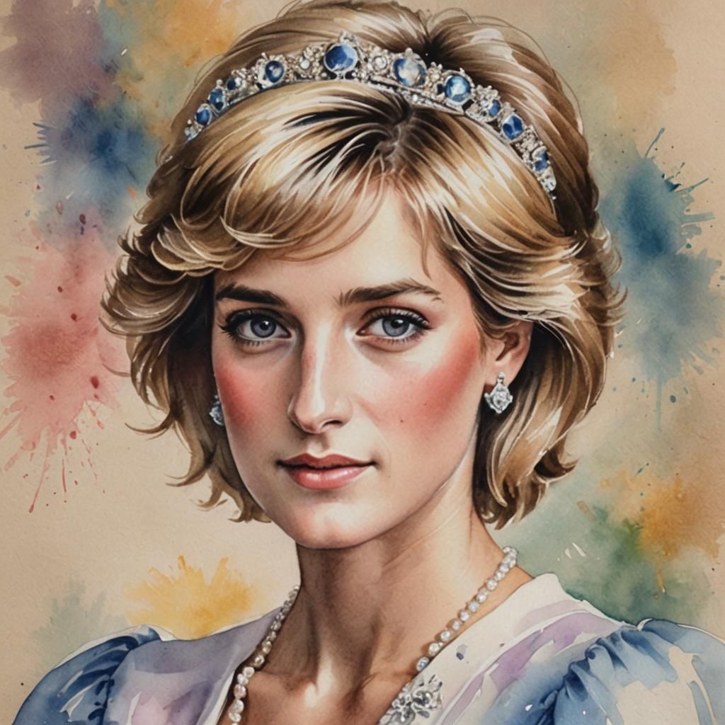 Remembering Princess Diana: Romantic Watercolor Portrait
