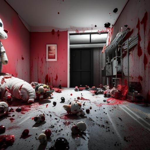 Serial Killer Plushie Crime Scene in Burton Style