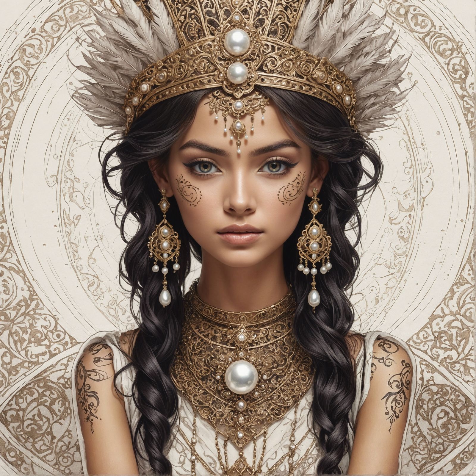 Regal Princess in Ornate Headdress